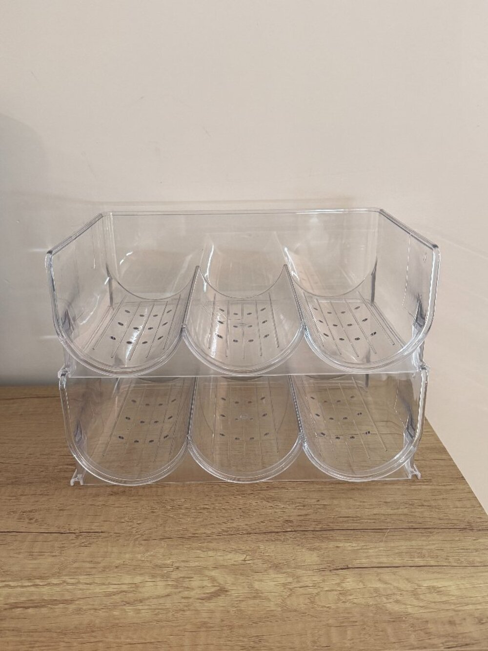 stackable 2 tier acrylic clear water bottle organizer